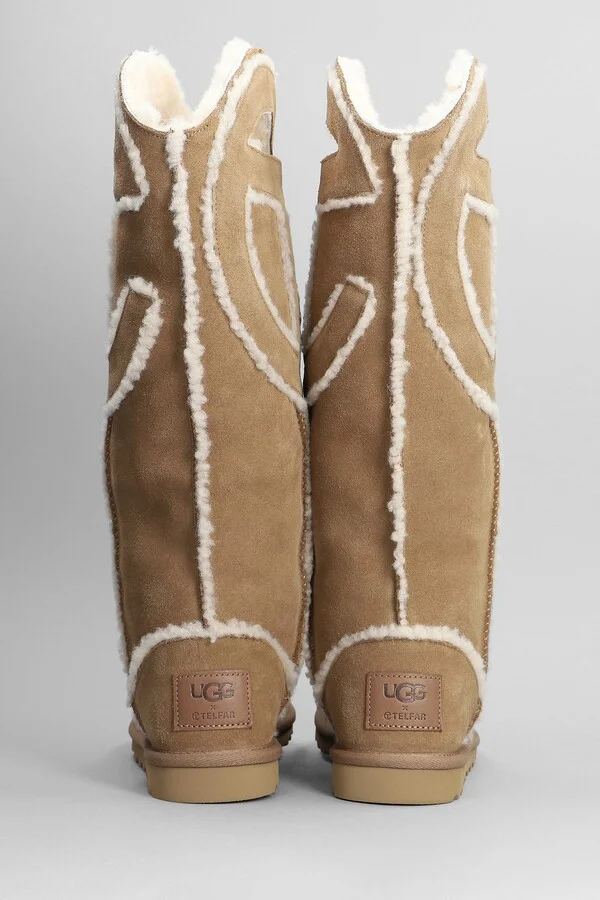Logo Tall Boot Low Heels Boots In Leather Color Suede - Image 4