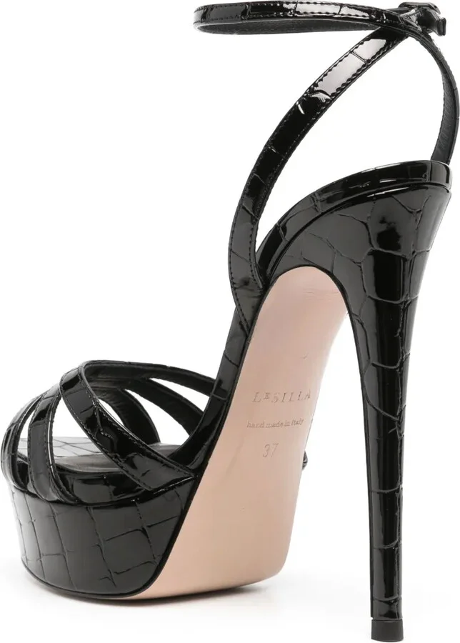 Lola 140mm embossed-crocodile sandals - Image 3