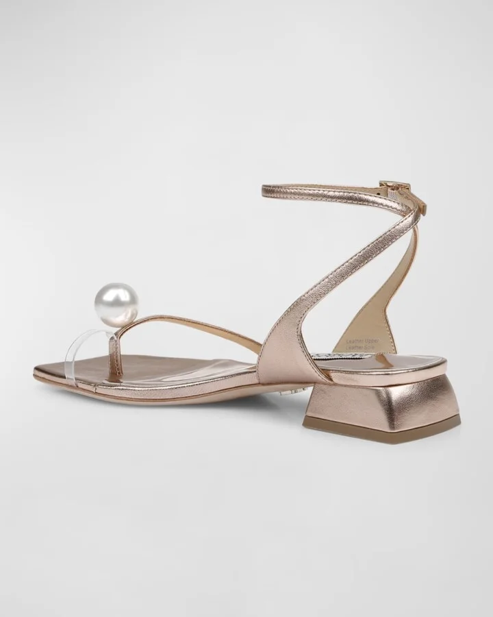 Lola Metallic Pearly Ankle-Strap Sandals - Image 2