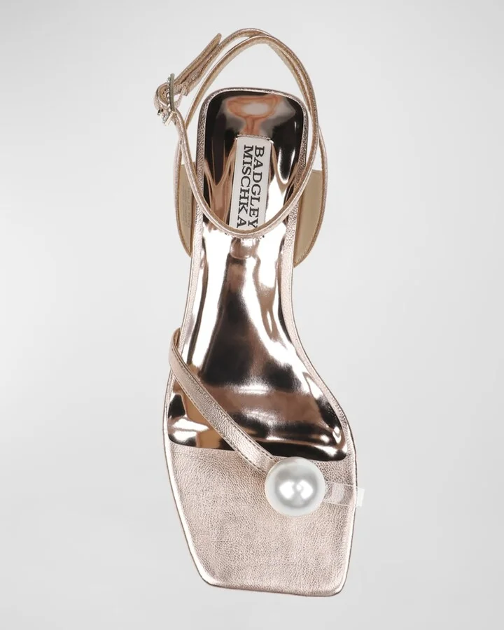 Lola Metallic Pearly Ankle-Strap Sandals - Image 4