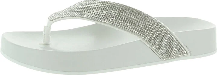 Lola R Womens Faux Leather Thong Toe Flip-Flops
