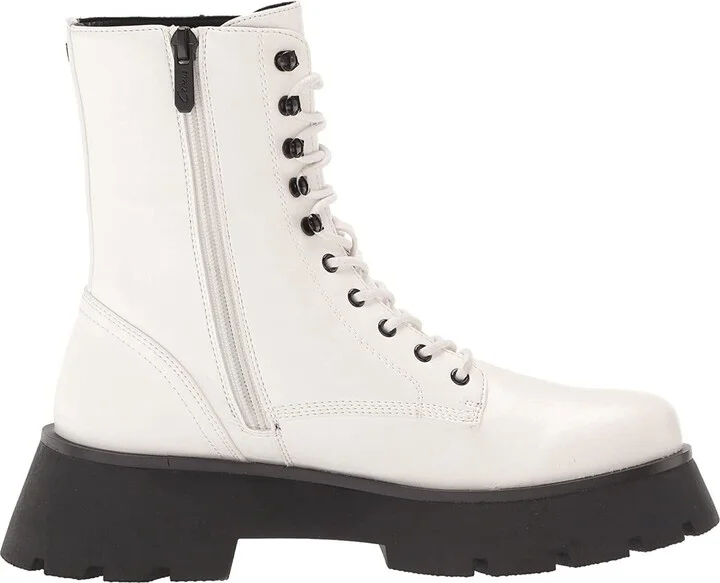 Lolita Combat Women's 7 White Ankle Platform Boots KHD345