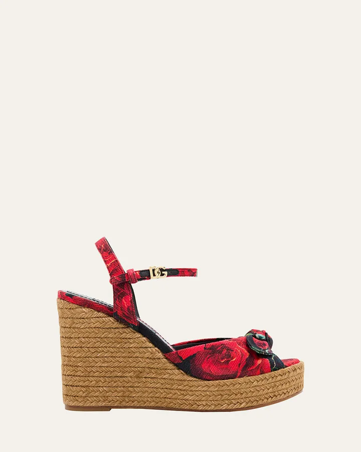 Lolita Floral Wedge Espadrille Sandals