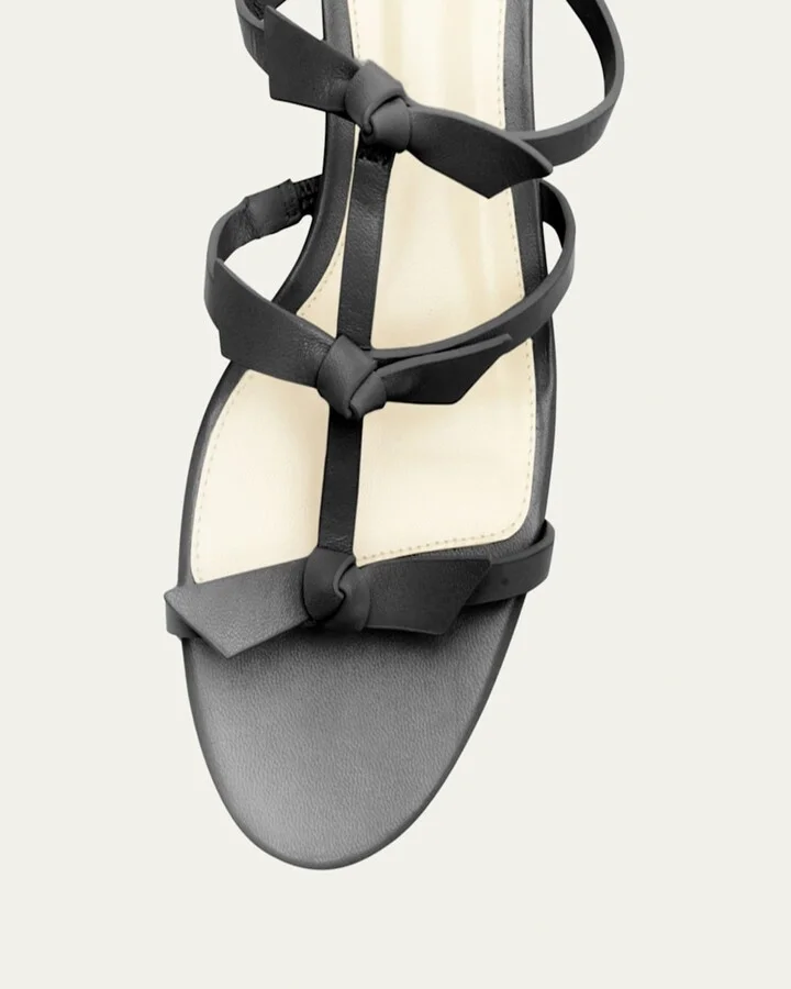 Lolita Knot Leather Flat Sandals - Image 3
