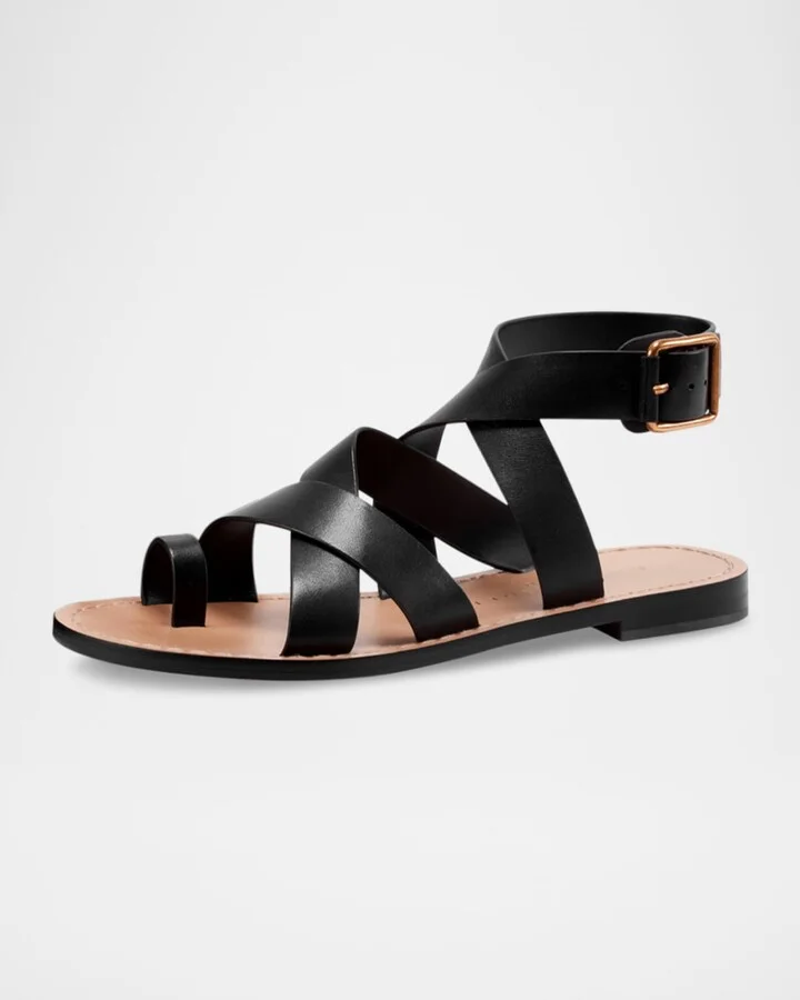 Lollie Flat Leather Sandals - Image 3