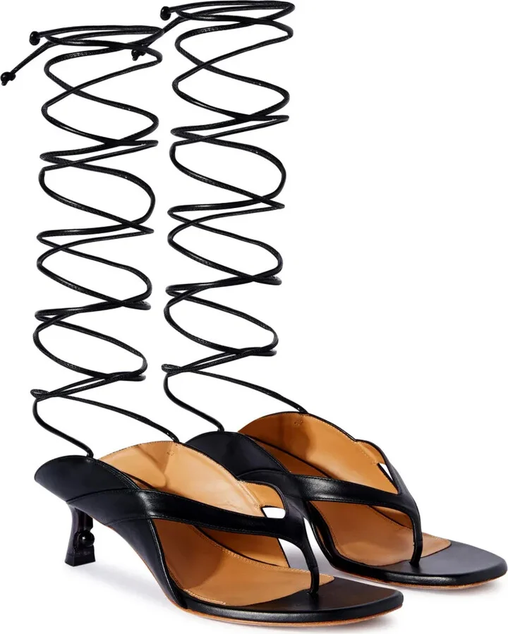 Lollipop lace-up leather sandals - Image 2