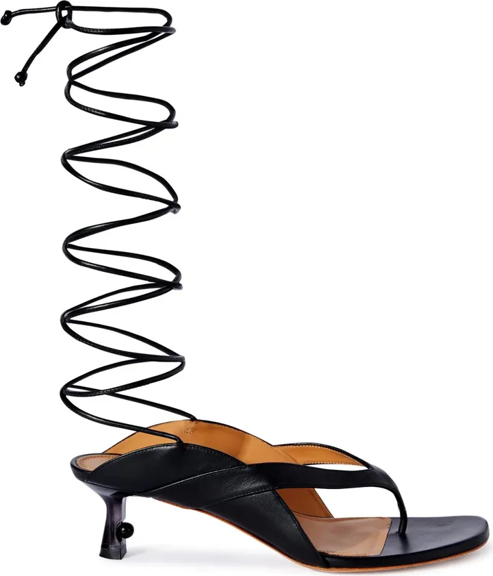 Lollipop lace-up leather sandals