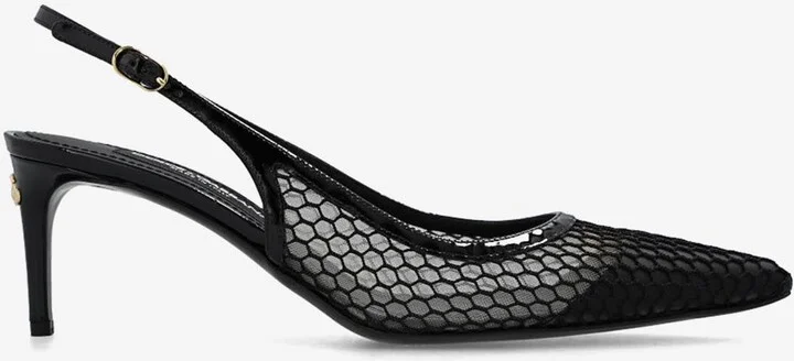 Lollo 60 Patent Leather and Mesh Slingback Pumps