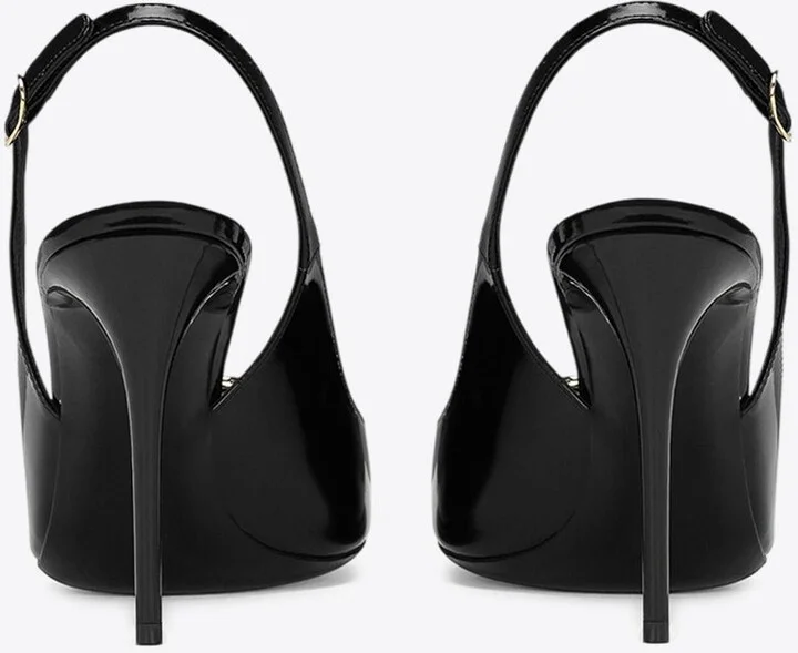 Lollo 90 Polished Leather Slingback Pumps - Image 2