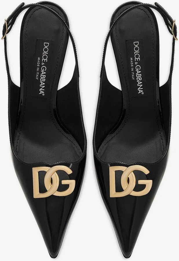 Lollo 90 Slingback Pumps in Polished Calfskin - Image 2