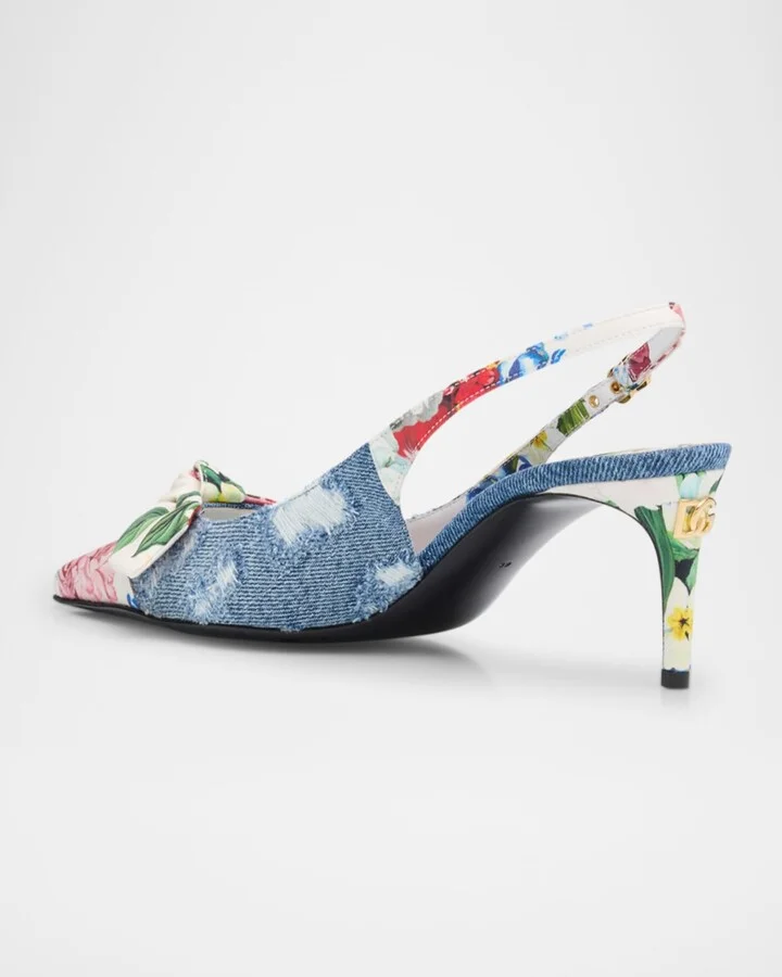 Lollo Eva Floral Bow Slingback Pumps - Image 3