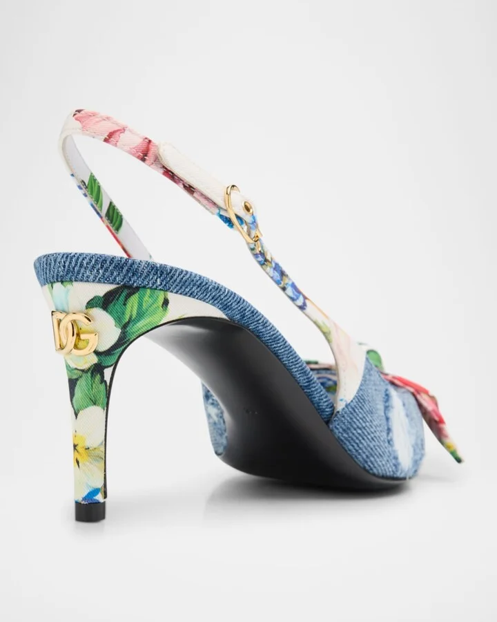 Lollo Eva Floral Bow Slingback Pumps - Image 4