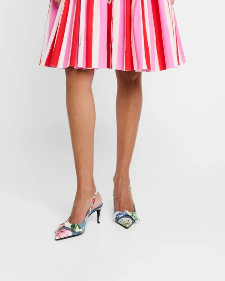 Lollo Eva Floral Bow Slingback Pumps - Image 5