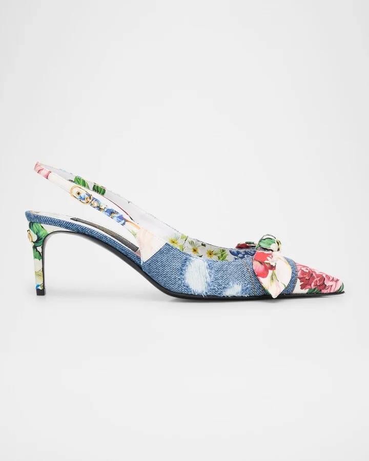 Denim Flower Print
