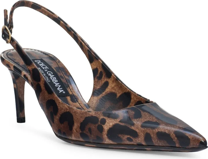 Lollo Leopard Print Pointed Toe Slingback Pump
