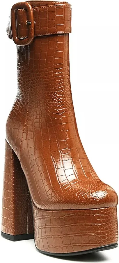 Cognac Croc Print
