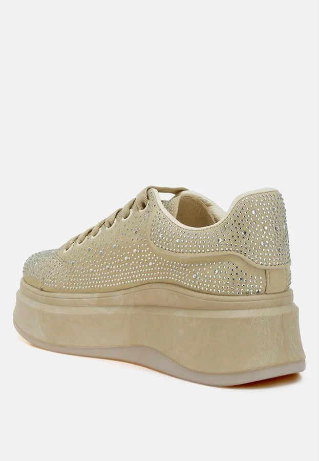 London Rag Jitter Bug Rhinestones Embellished Chunky Sneakers - Image 2