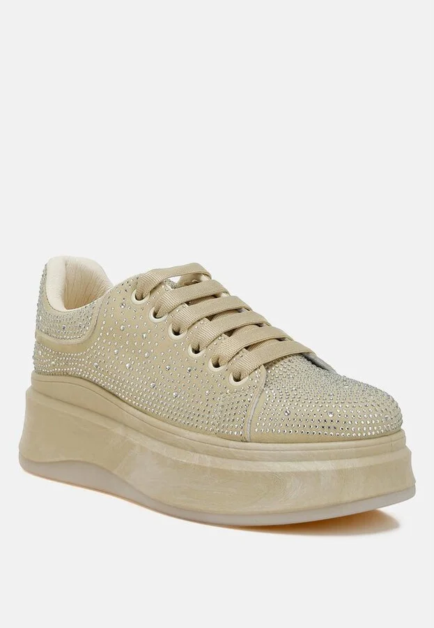 London Rag Jitter Bug Rhinestones Embellished Chunky Sneakers - Image 3