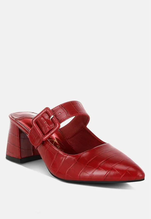 London Rag Pinacola Croco Buckle Strap Detail Mules - Image 2