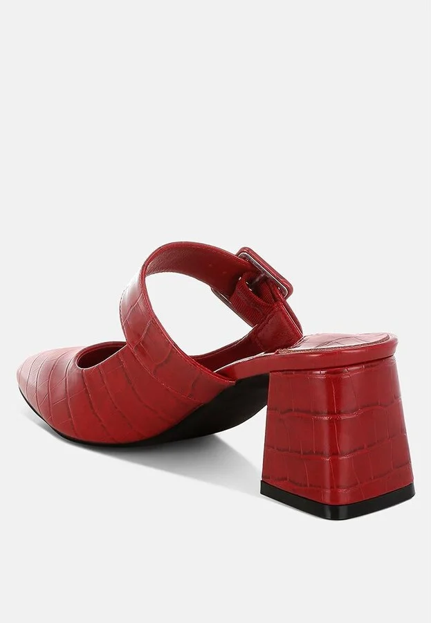 London Rag Pinacola Croco Buckle Strap Detail Mules - Image 3