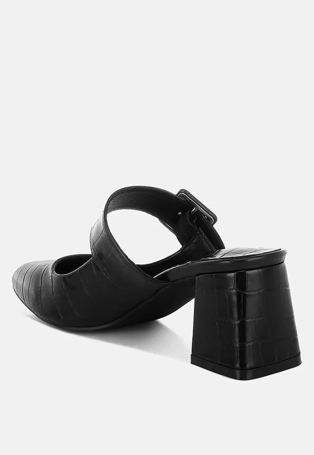 London Rag Pinacola Croco Buckle Strap Detail Mules - Image 4