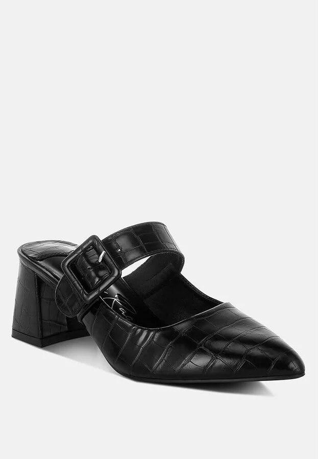 London Rag Pinacola Croco Buckle Strap Detail Mules - Image 5