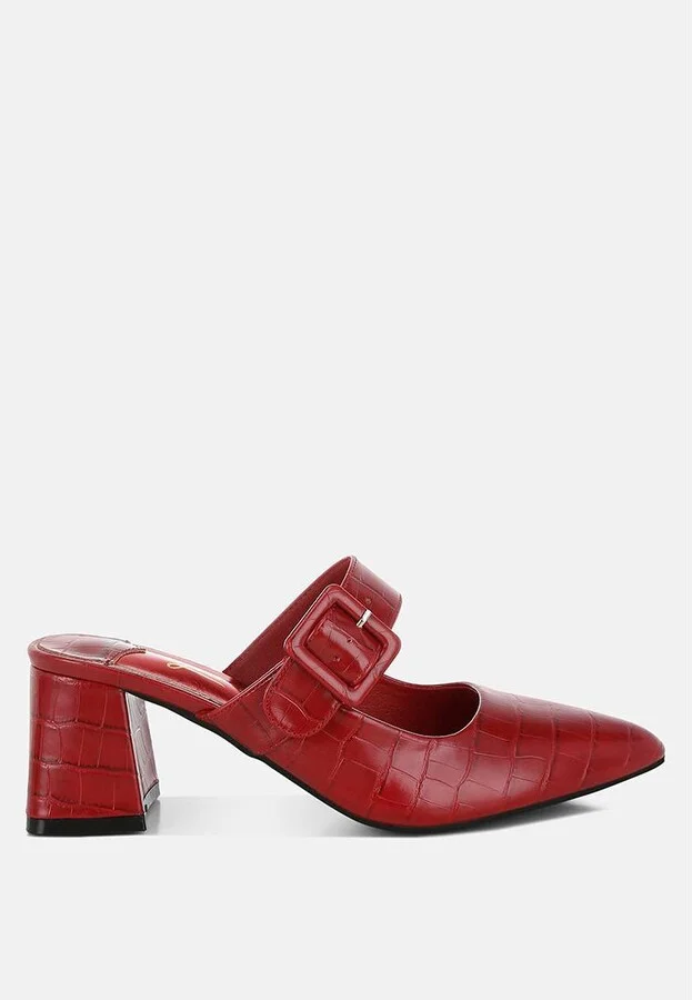 London Rag Pinacola Croco Buckle Strap Detail Mules