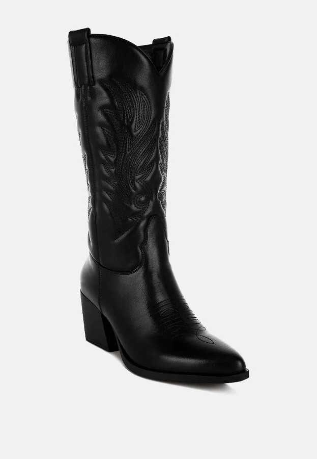 London Rag Saguaro Faux Leather Long Cowboy Boots - Image 2