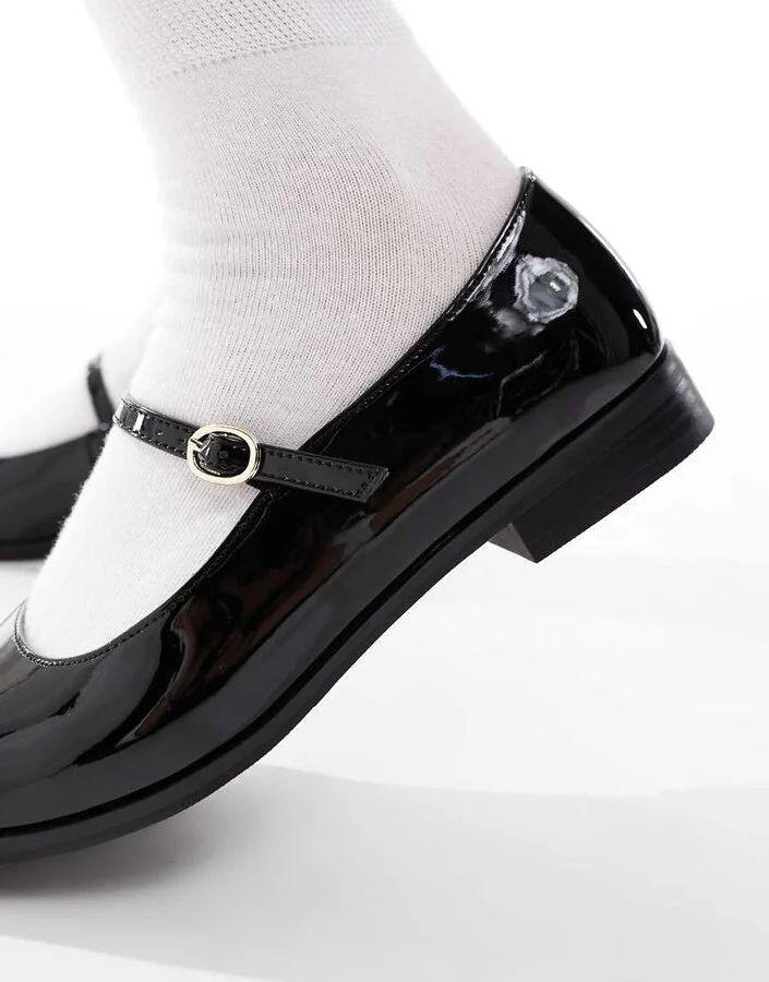 London Rebel Abigal mary jane shoes in patent black - Image 3