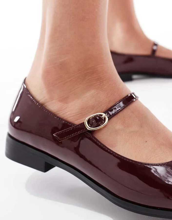 London Rebel Abigal mary jane shoes in patent burgundy - Image 2