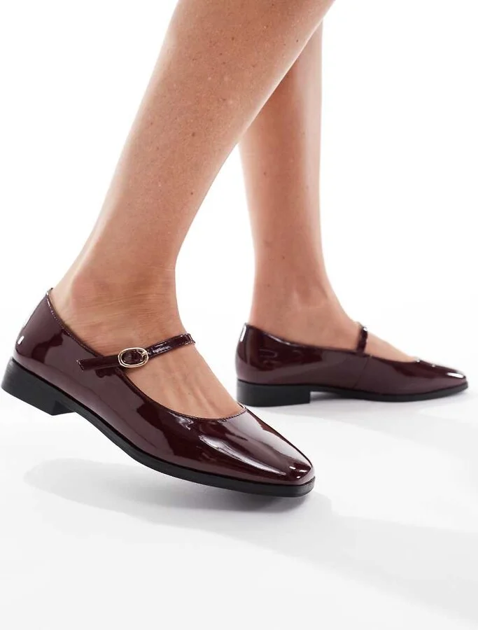 London Rebel Abigal mary jane shoes in patent burgundy