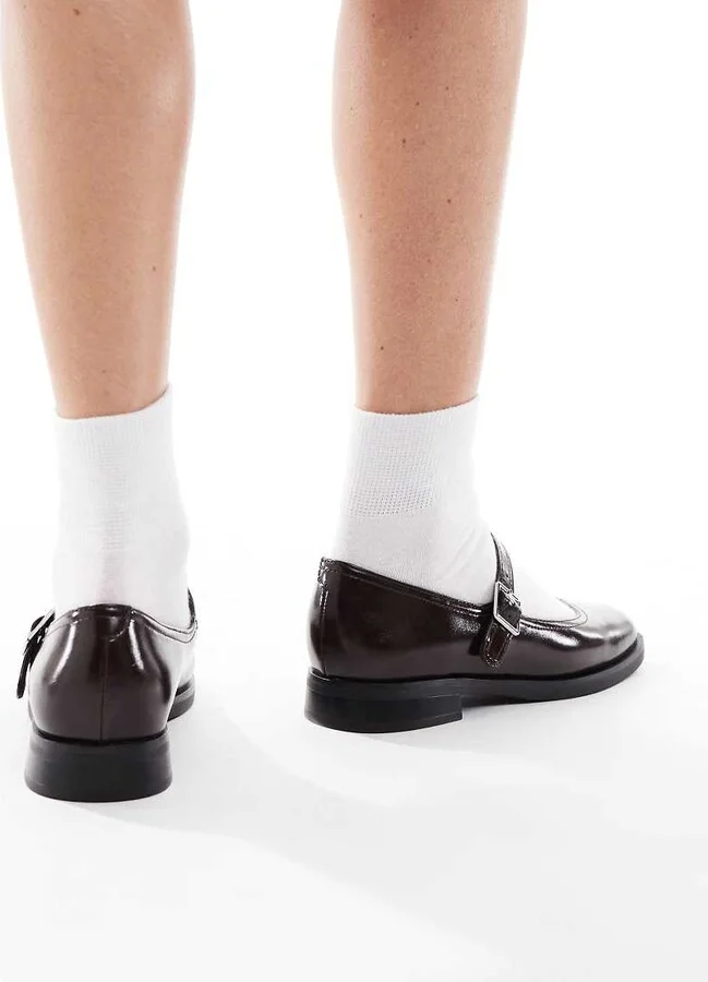 London Rebel Adeline chunky mary jane shoes in dark brown - Image 3