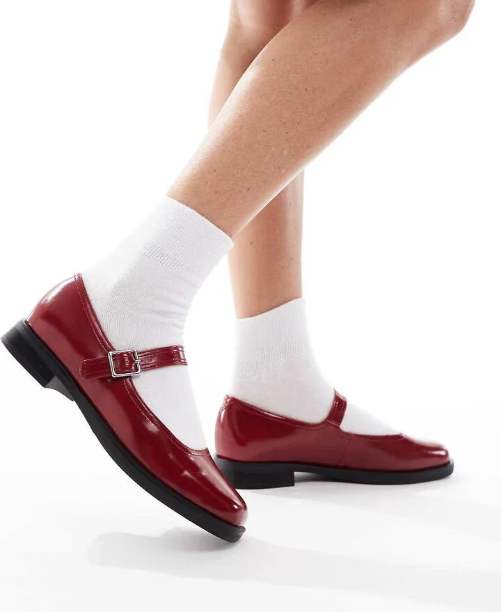 London Rebel Adeline chunky mary jane shoes in red