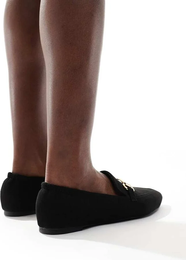 London Rebel buckle detail pointed toe loafers in black - Image 2
