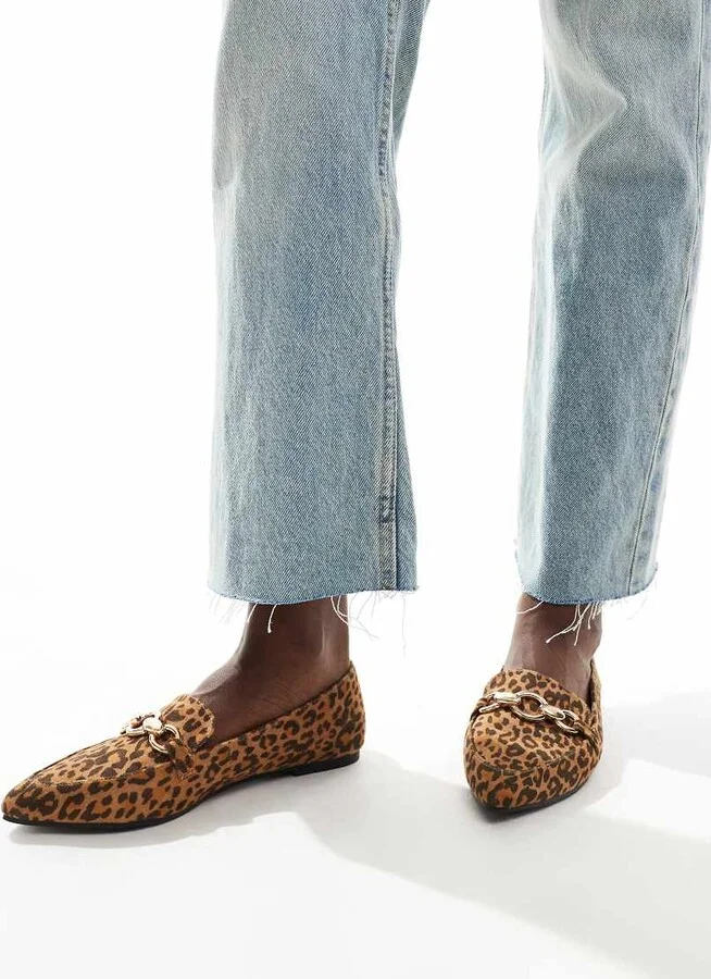 London Rebel Felicity pointed flat shoes in leopard - Image 3