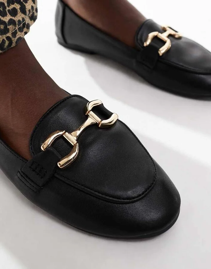 London Rebel Nori snaffle trim flat shoes in black - Image 2