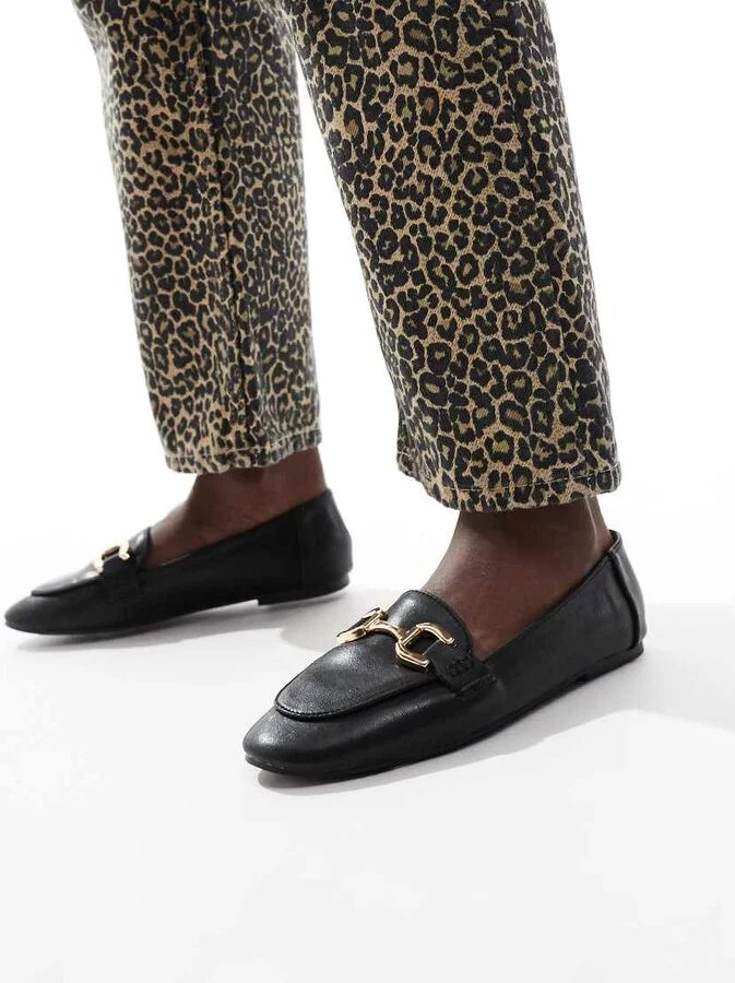 London Rebel Nori snaffle trim flat shoes in black - Image 3