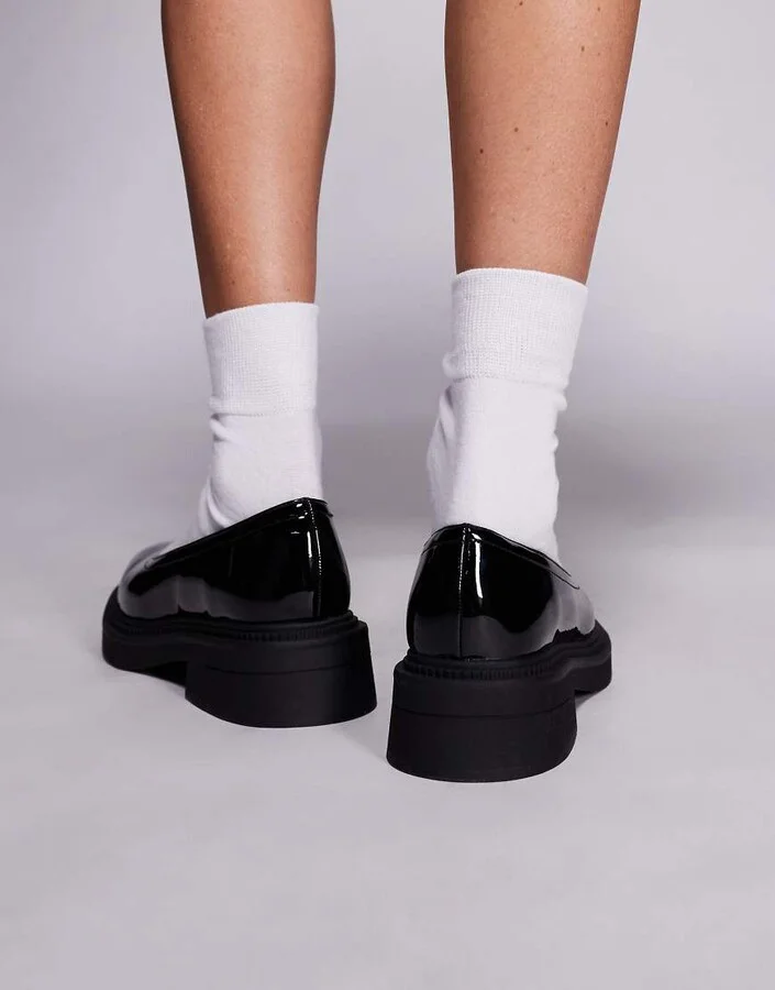 London Rebel Ruby strapless chunky mary janes in patent black - Image 3