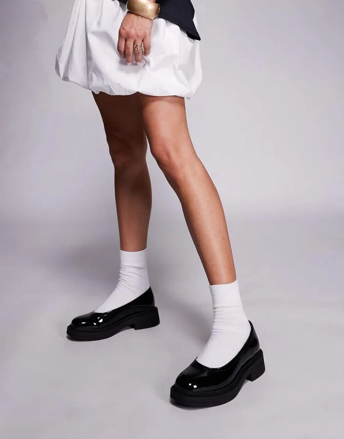 London Rebel Ruby strapless chunky mary janes in patent black - Image 4