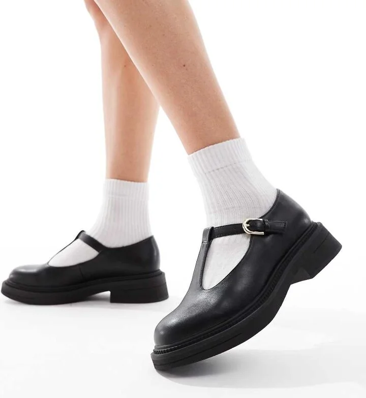 London Rebel Sophia chunky mary jane shoes in black