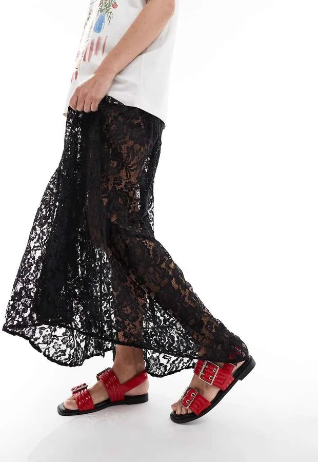 London Rebel studded buckle detail sandals in red - Image 4