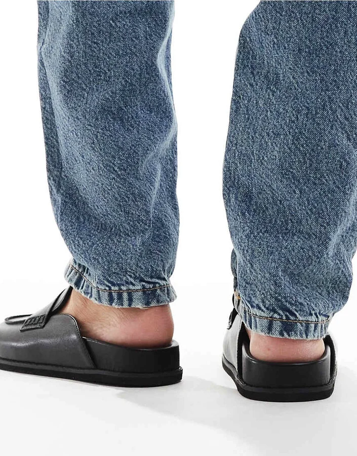 London Rebel Violet slip on mules in black - Image 2
