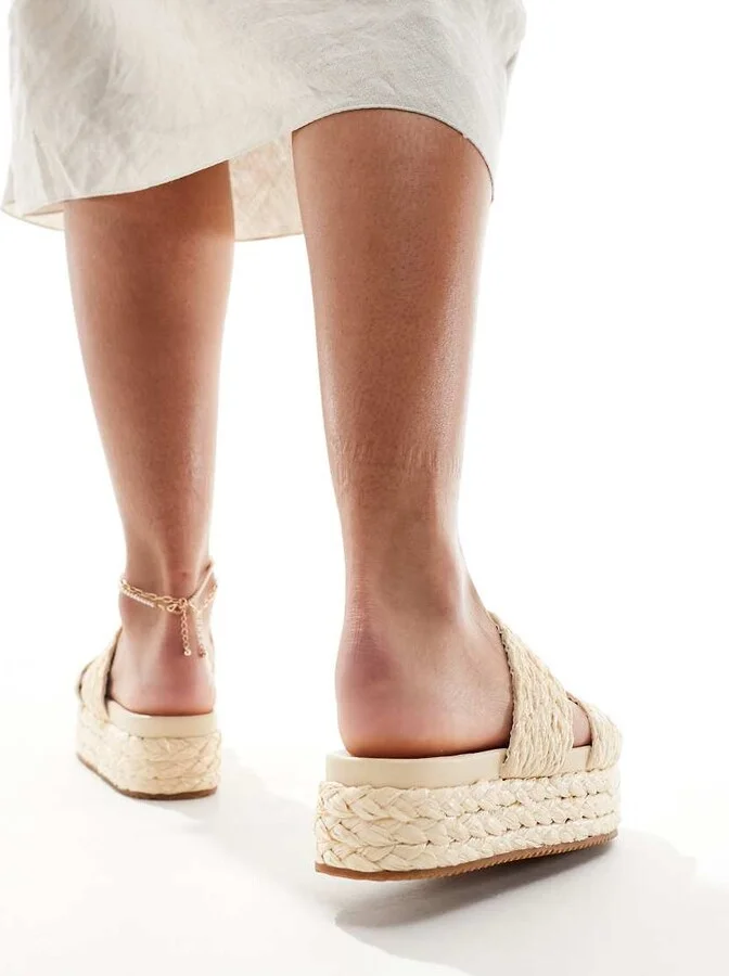 London Rebel woven strap sandals in cream - Image 2