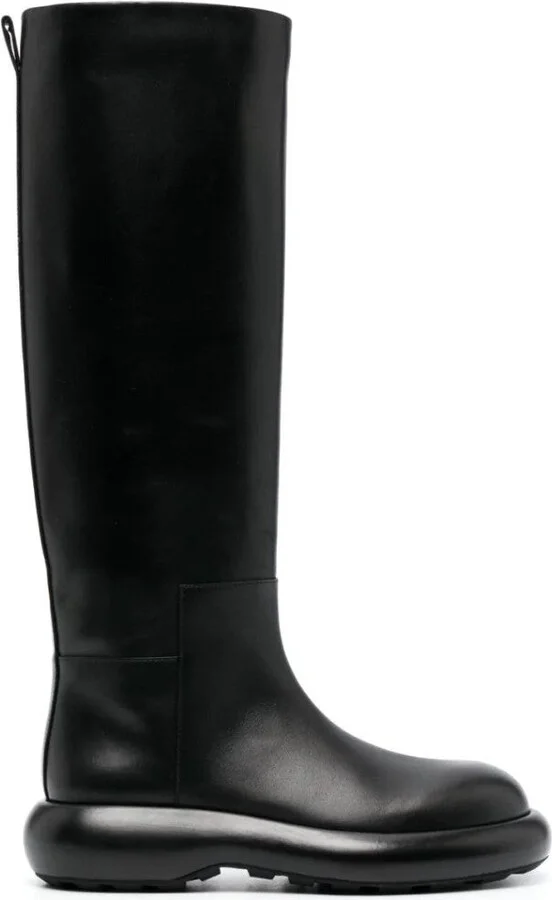 Long Black Boots With Smooth Leather Finish