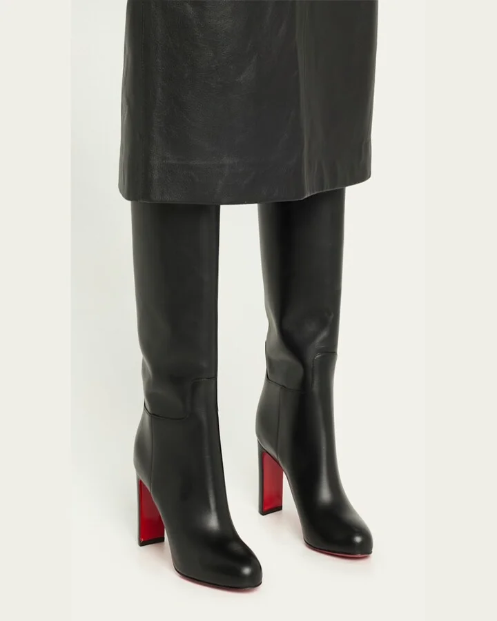 Loo Leather Red Sole Knee Boots - Image 11