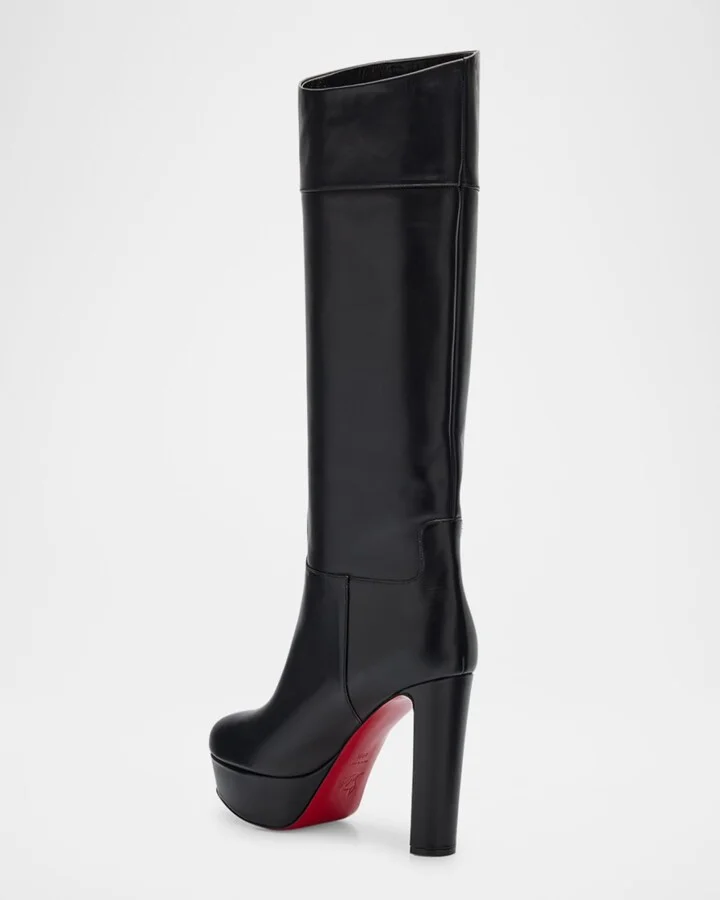 Loo Leather Red Sole Knee Boots - Image 11