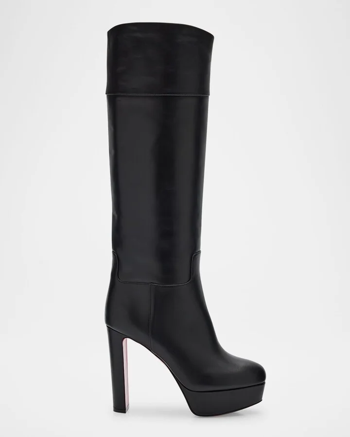 Loo Leather Red Sole Knee Boots