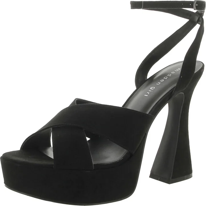 Loollaa Womens Patent Criss-Cross Platform Sandals