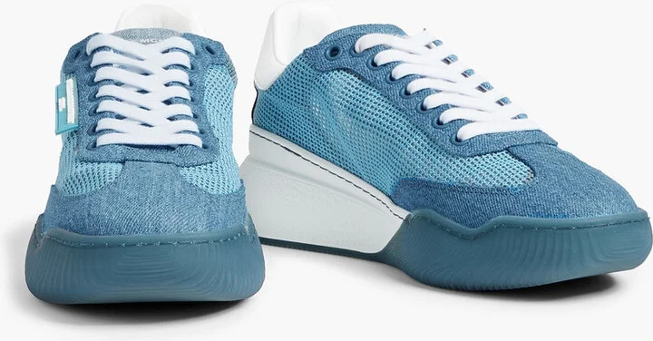 Loop denim and mesh exaggerated sole sneakers - Image 2