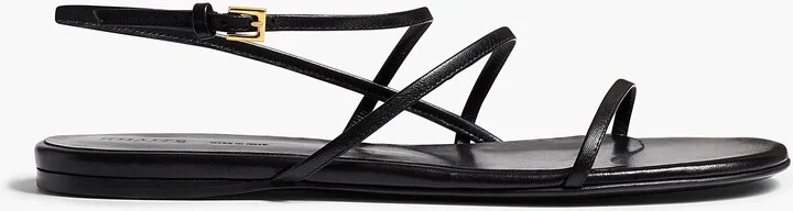 Loop Flat Sandal in Black Leather